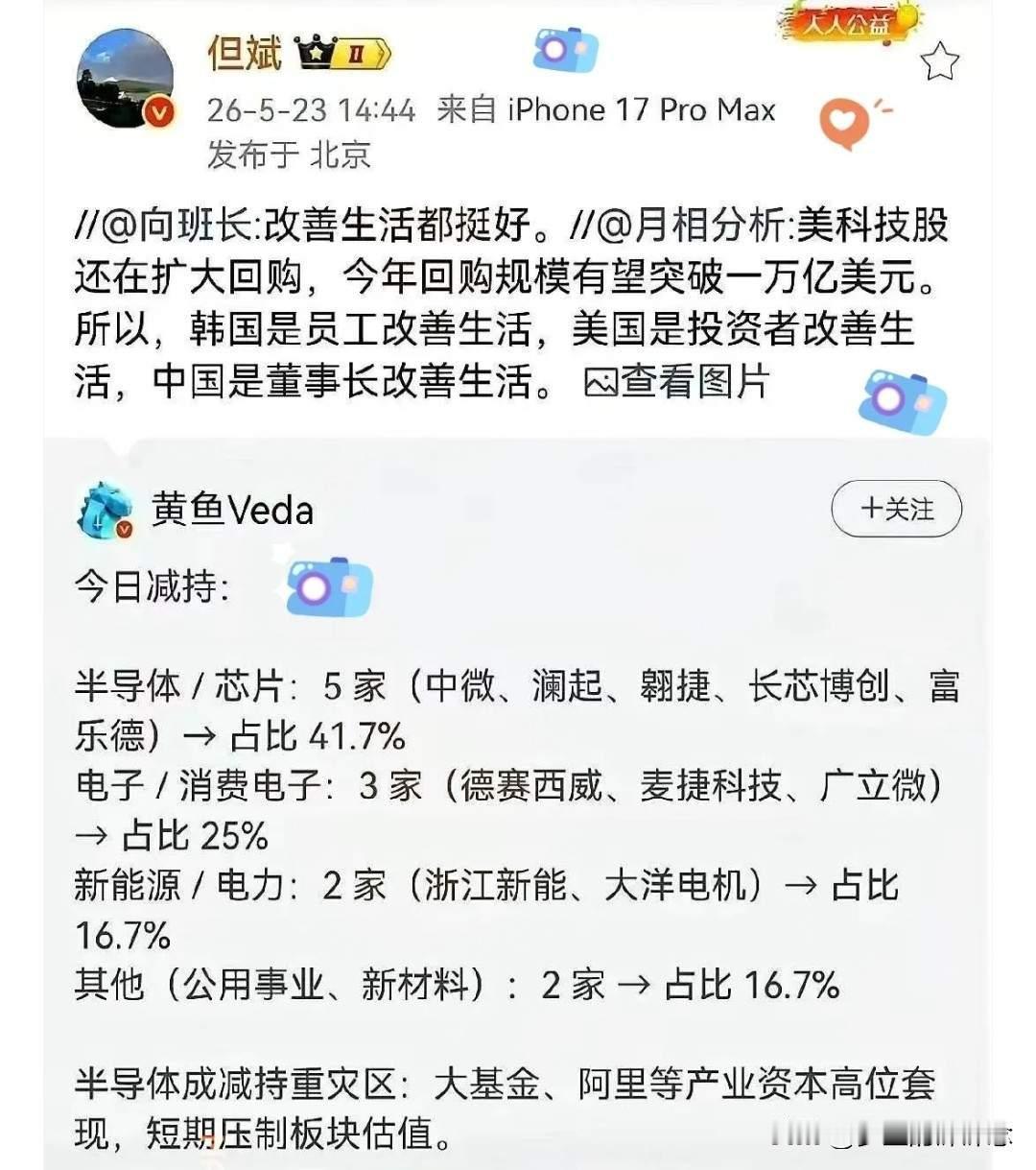 看到消息转发一下:但斌所称的美国股市回购一万亿美元，投资者改善生活，韩国股市是员