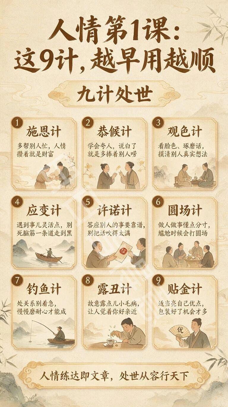“人情练达即文章，处事从容行天下”，这话真是太有道理了！越早掌握下面这九种处