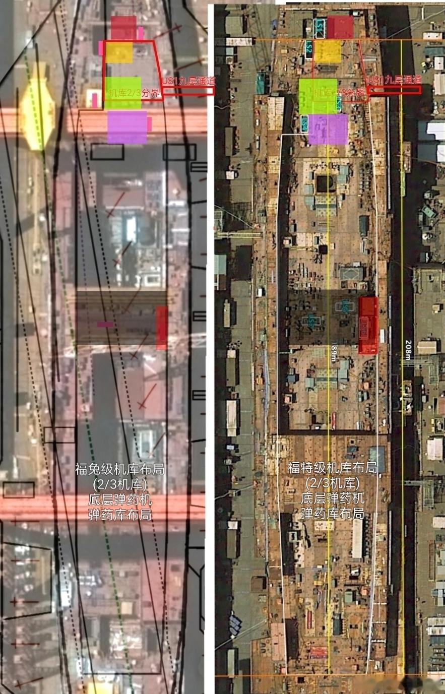 福特级航母的us1和吊舱壁之间存在了一小段距离，这个距离叫做“半弹药机距离”在福
