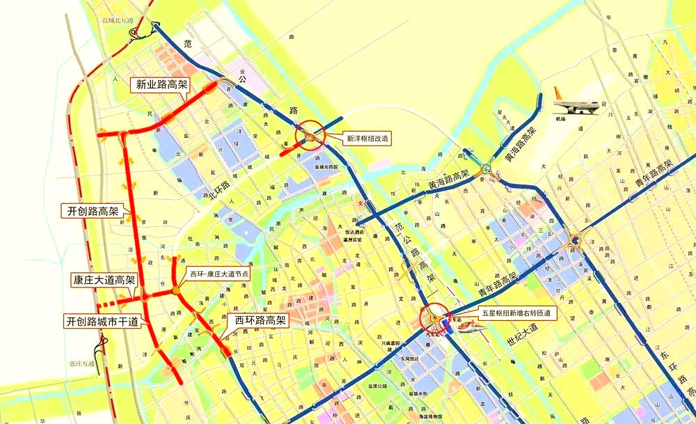 盐城市已建成内环高架和城市快速路里程有180多公里，总里程位列全省第四，在江北所