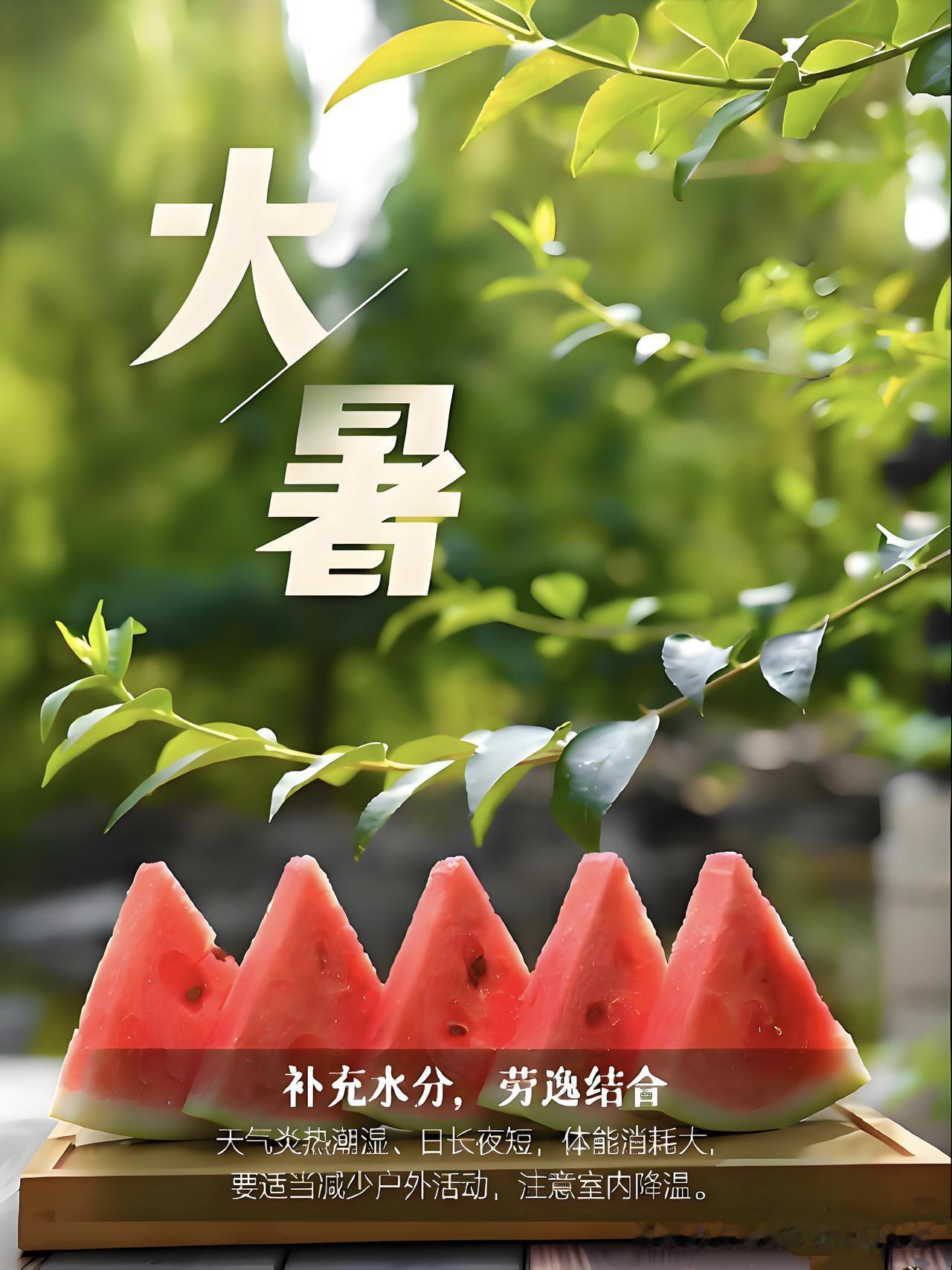 今日大暑，进入夏季最后一个节气，也是一年中最热、湿气最重的时节，正值中伏，高温闷