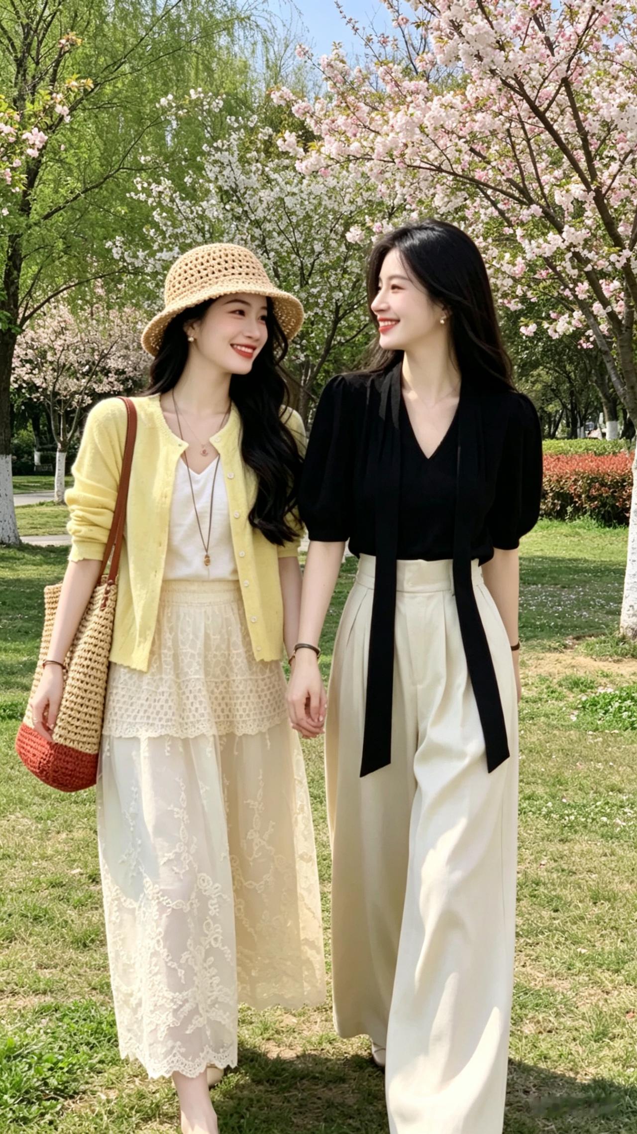 春日和闺蜜出游，真的是神仙体验！春风把玉渊潭樱花吹成粉色云朵，什刹海柳枝抽出嫩绿