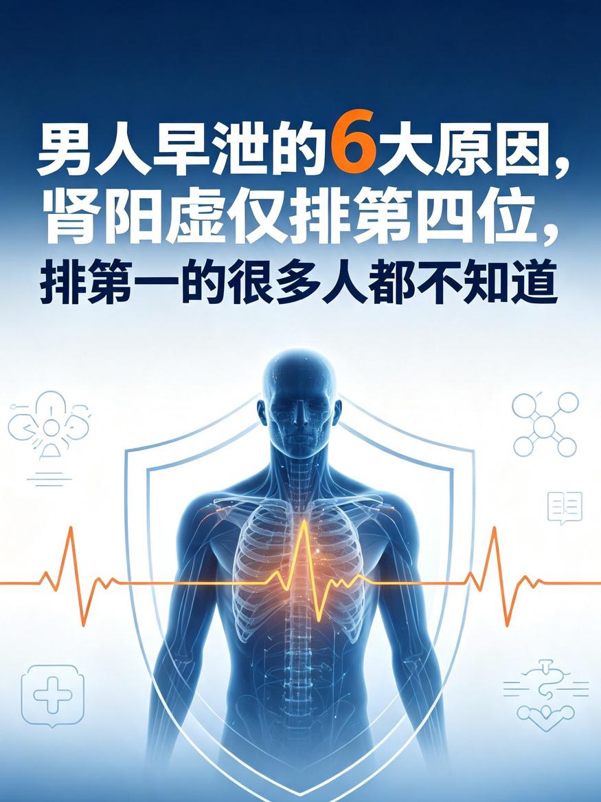 男人早泄的6大原因，肾阳虚仅排第四位，排第一的很多人都不知道早泄这事，很多人