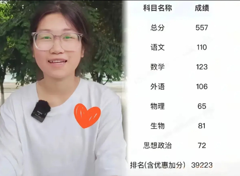 扁担女孩高考成绩出来了超过了本科分数线妥妥打脸那些高考时花样整活的家长人家