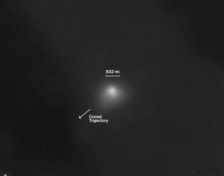 NASA距离彗星最近的航天器火星侦察轨道器（MRO）拍摄的图像。MRO于1