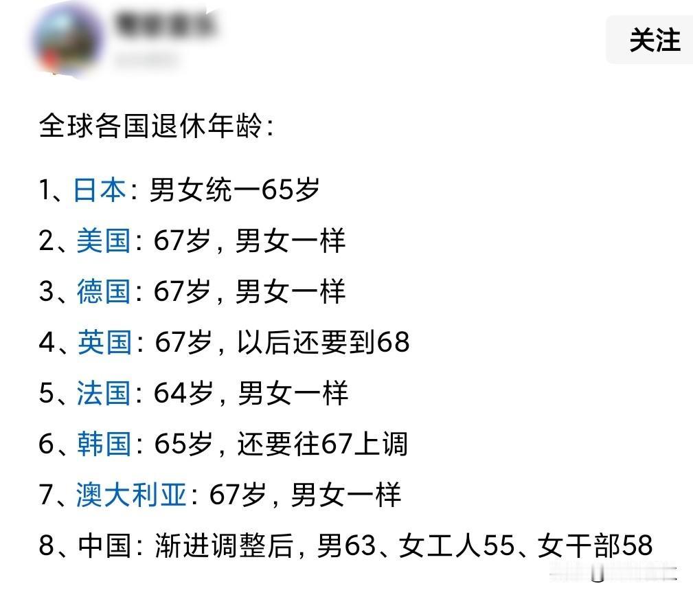 为啥只有我们的男女退休年龄不一样呢是因为女性早退休好带孙子孙女吗？