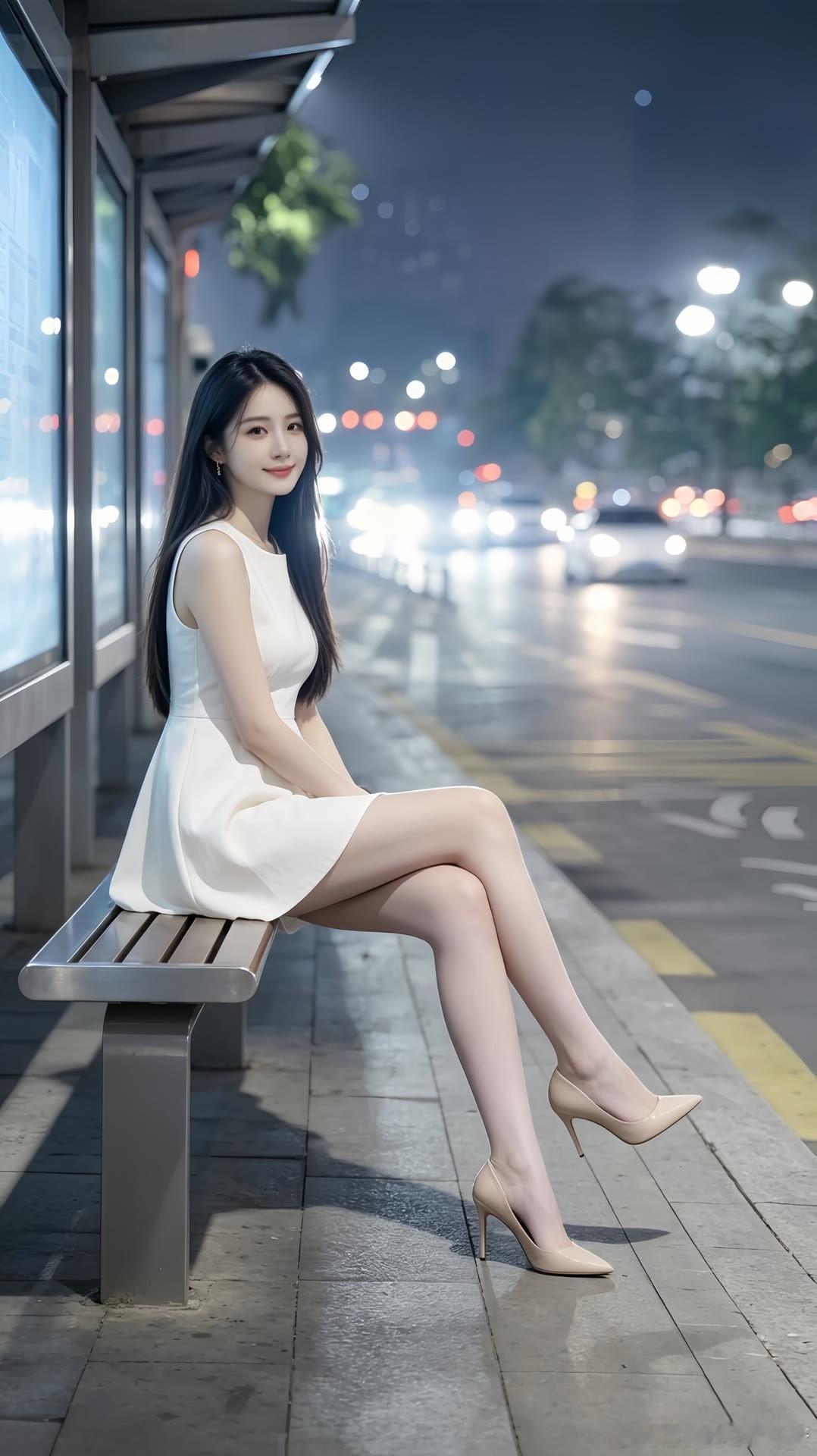 车水马龙中的一袭白裙~