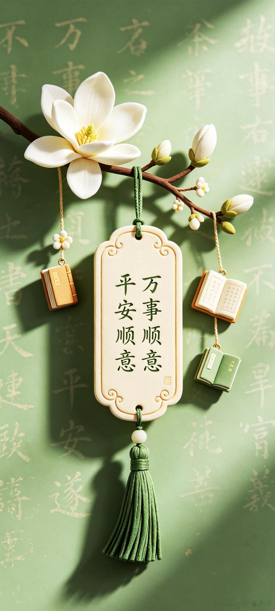 七月喜至福来平安顺意上上签符篆壁纸