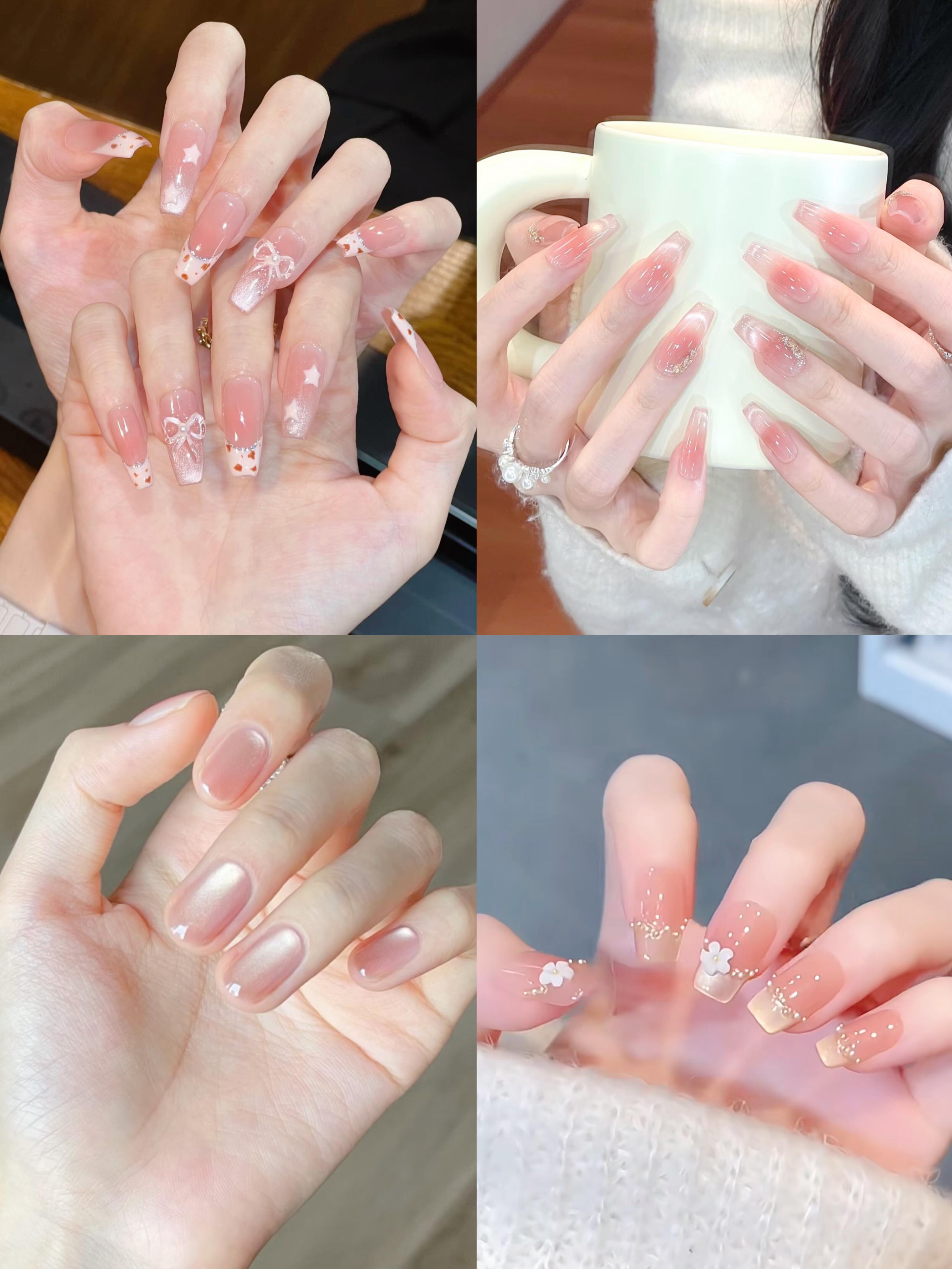 清透温柔。纯欲显白高级氛围感美甲