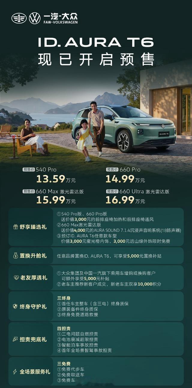 13.59万起！又一台家用纯电狠货要上市🔥一汽‑大众ID.AURAT6⏰9月
