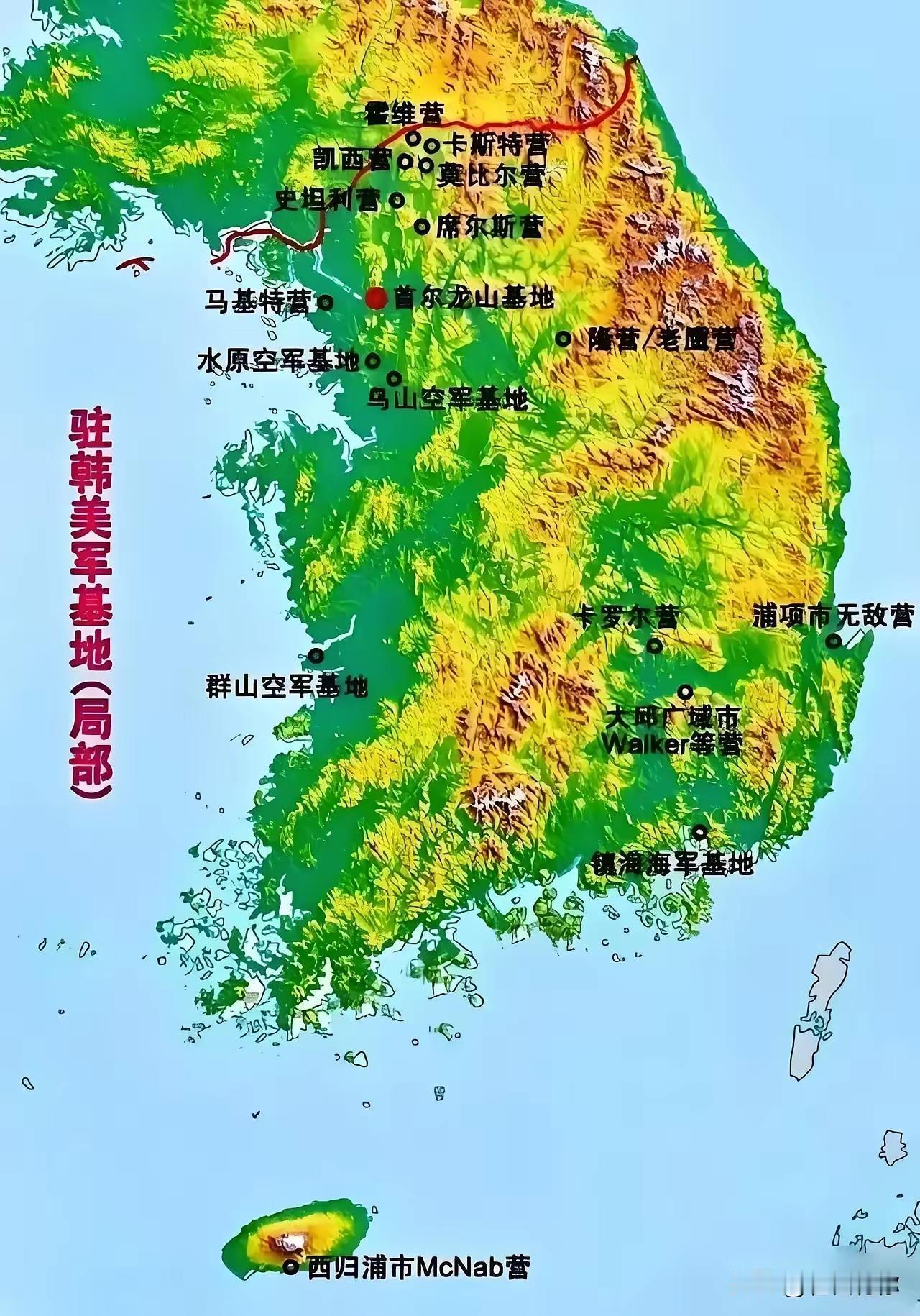 要论美国军事基地，在哪个国家最密集，必然首先韩国，其次就是日本。看看这图，密密