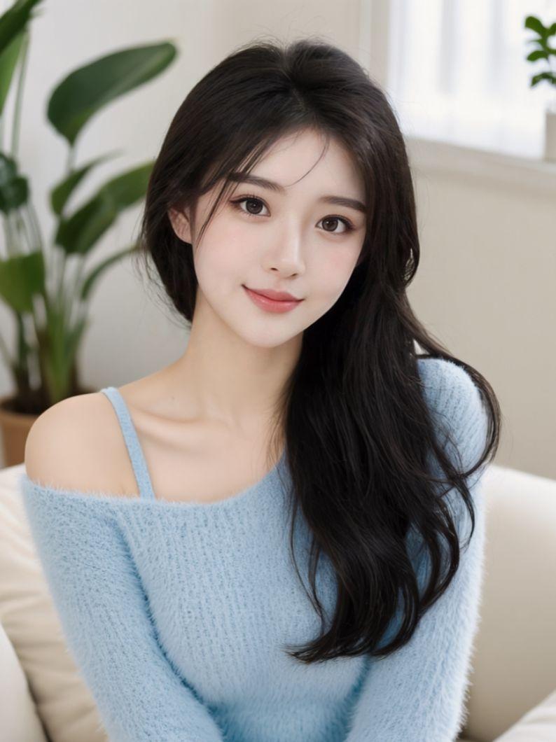 淡蓝毛衣拍 原来ai写真可以这么美 人生总得有一套ai写真吧 谁拍谁好...