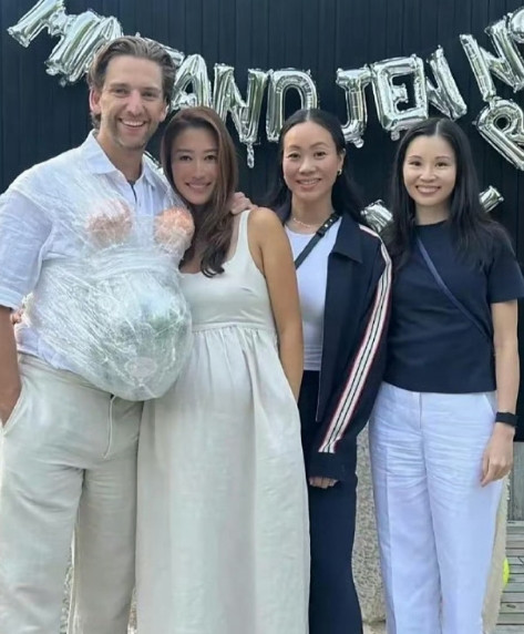 谢霆锋妹妹谢婷婷晒自己36周的孕照，男友也很配合cosplay了一下孕妇，看起来