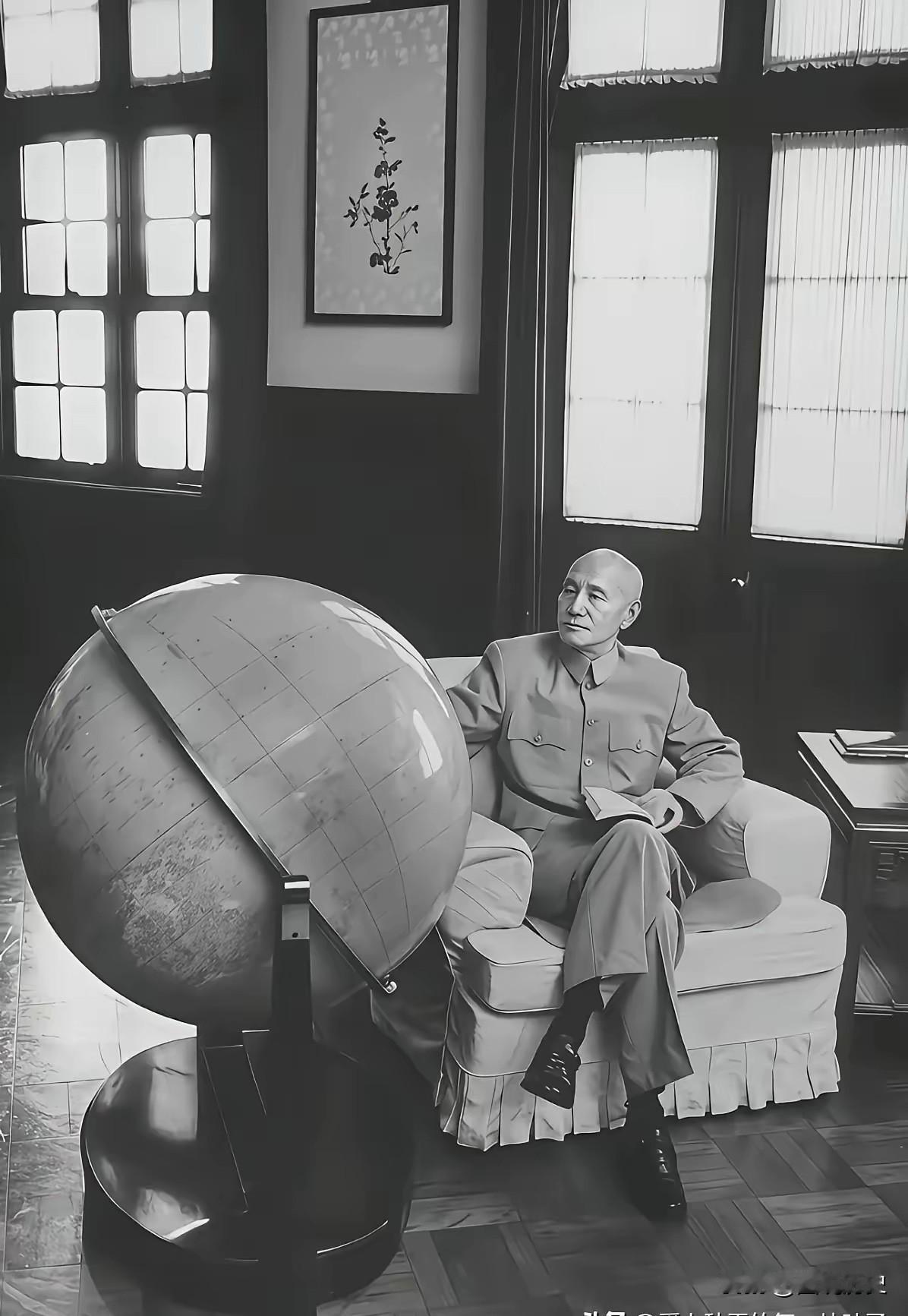 这张珍贵老照片拍摄于1970年秋，一位83岁的抗战老兵在他的官邸沙发上坐着，在沙