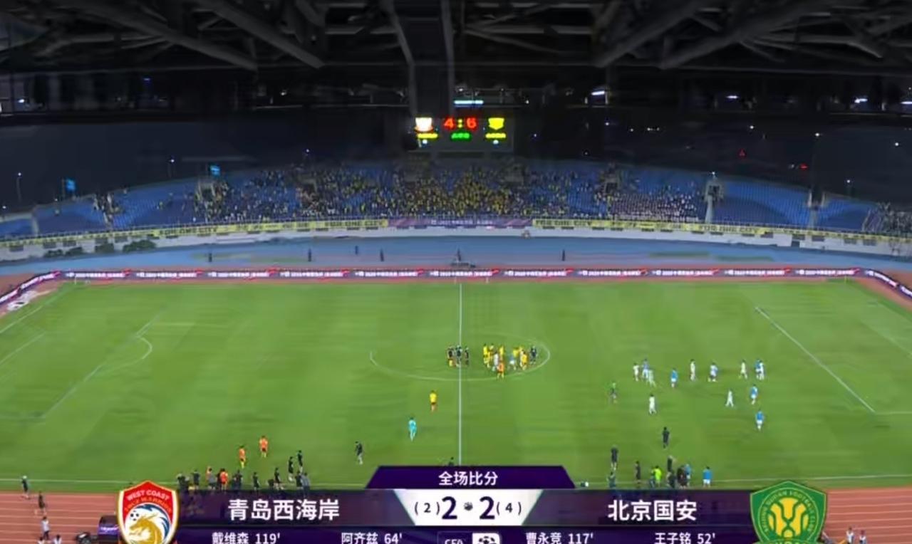 【青岛西海岸点球惜败北京国安】在刚刚结束的足协杯1/4决赛中，青岛西海岸点球惜