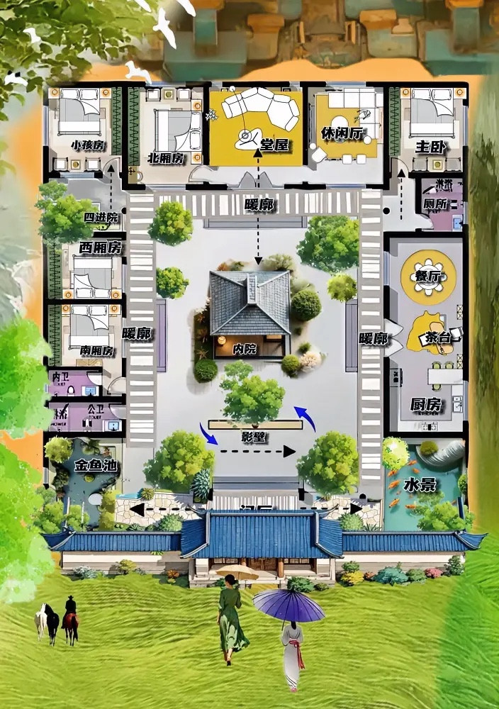 484㎡“高情商”布局，一亩地，四进院，六居室，青砖灰瓦马头墙，藏乾坤！