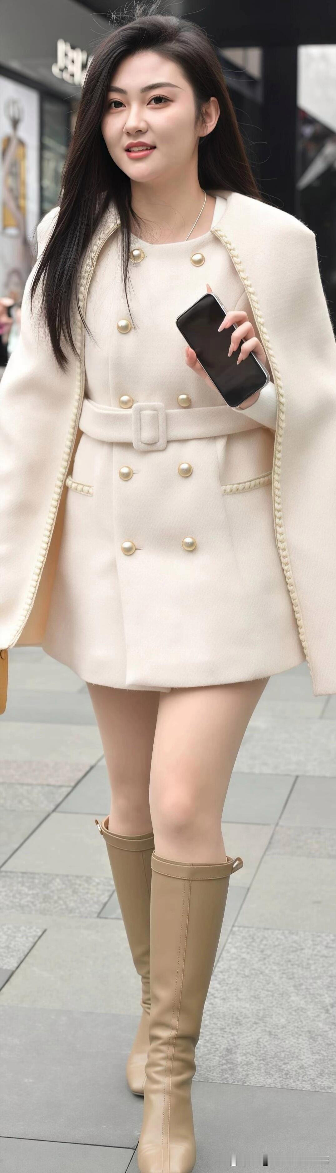 冬日穿搭指南：米色大衣+高筒靴，温暖又时尚！🌟👗👢