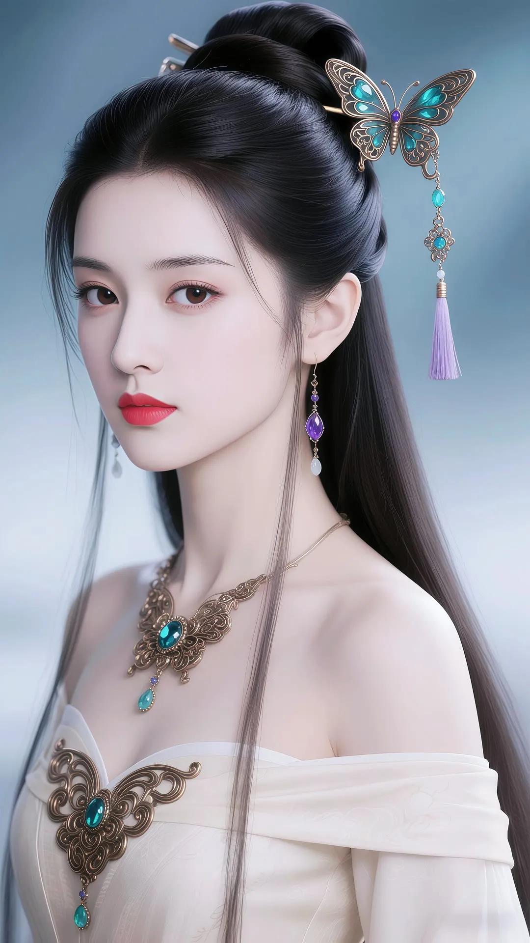 梦幻古风少女，精致发饰与华美服饰相得益彰，宛如画中仙子。