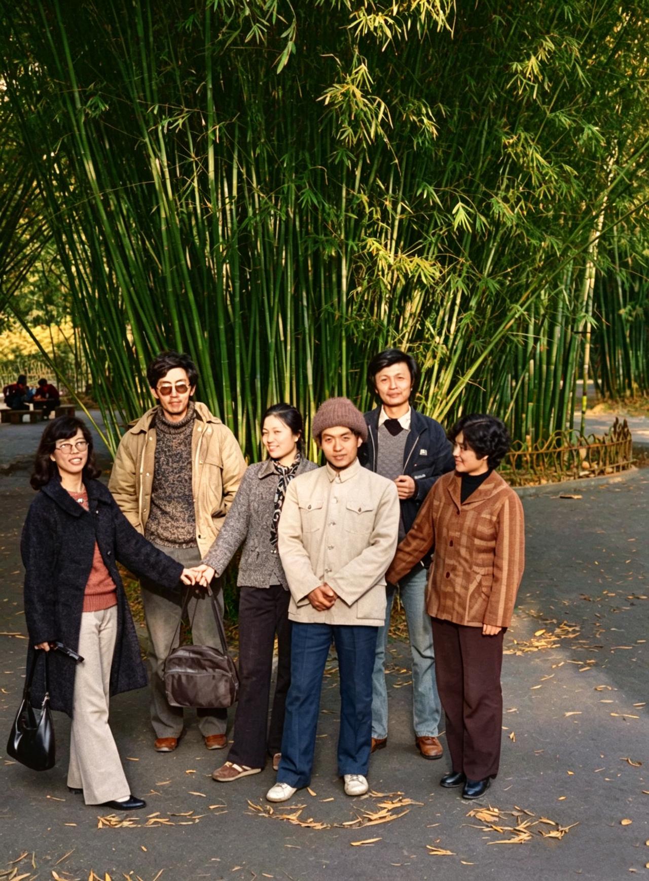 这是1986年舒婷、北岛、谢烨、顾城、李钢、傅天琳相聚成都“星星诗歌节”。这