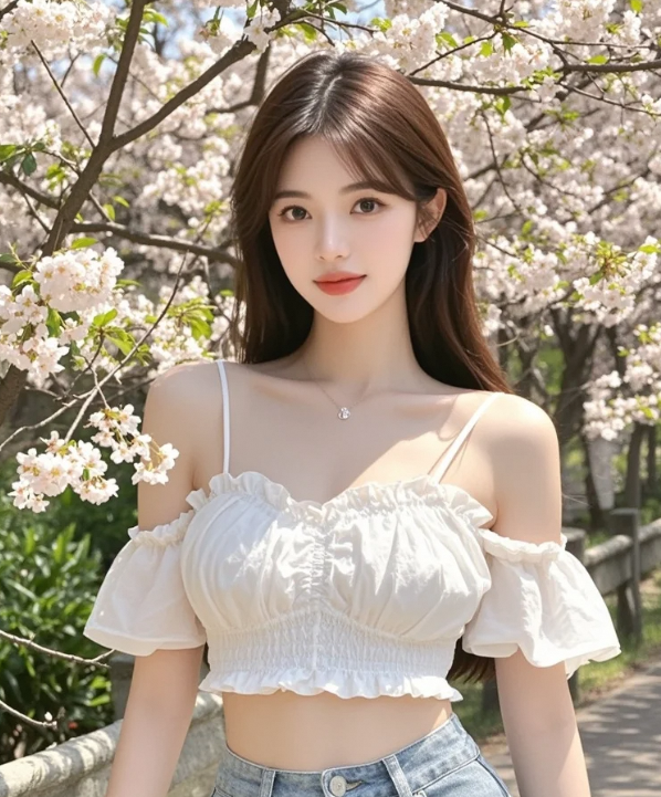 樱花纷飞中邂逅绝美容颜