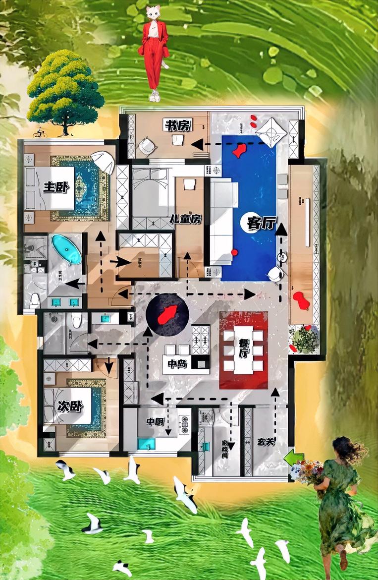 这房子细节,布局水平,真的太顶了!重点是这句,小客厅,大餐厅,178㎡是硬的大平