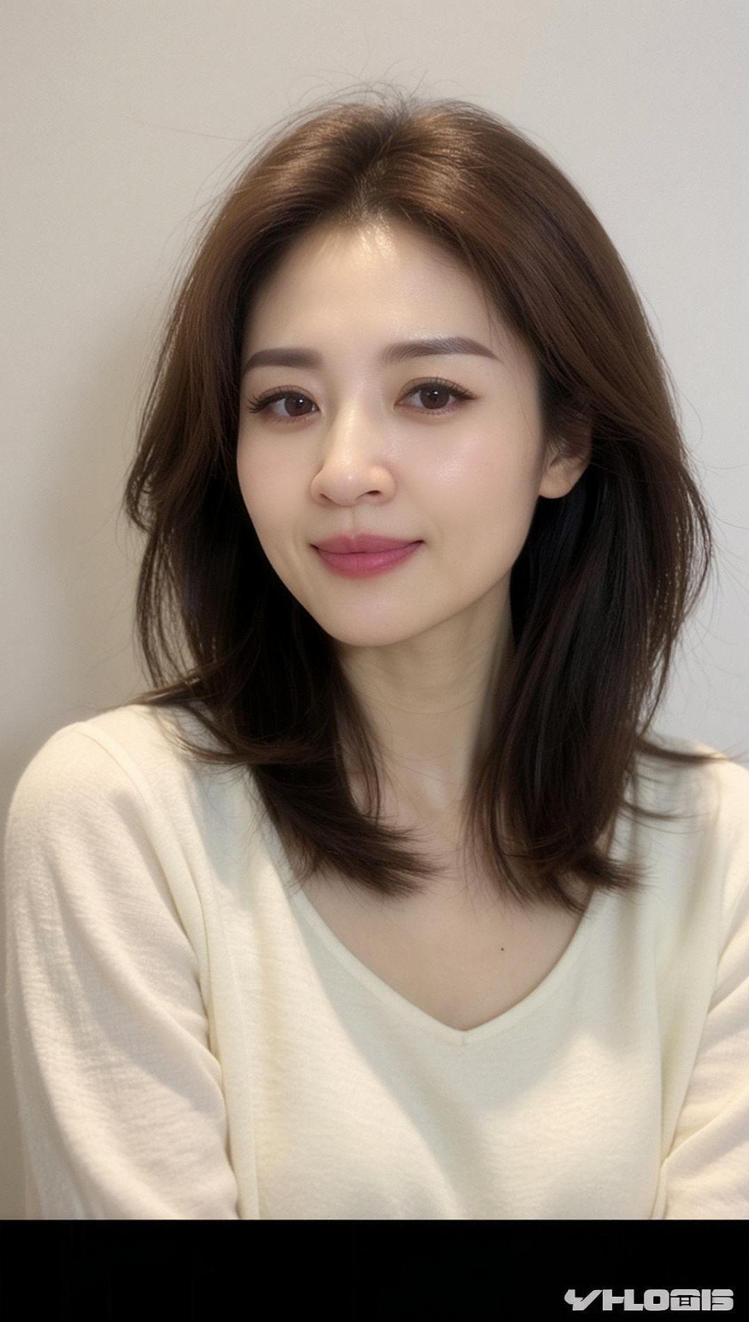 温柔甜美的微笑，自然妆容，简约优雅。