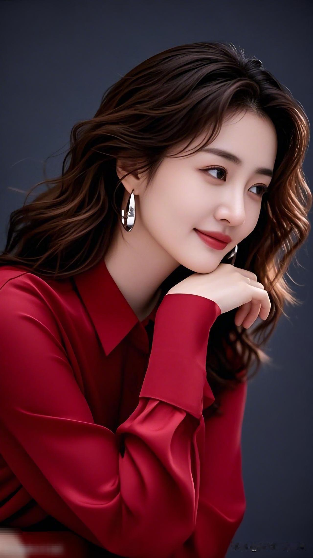 优雅红衣，温柔微笑，气质满满！💄👗✨那些书卷中倾倒众生的美人