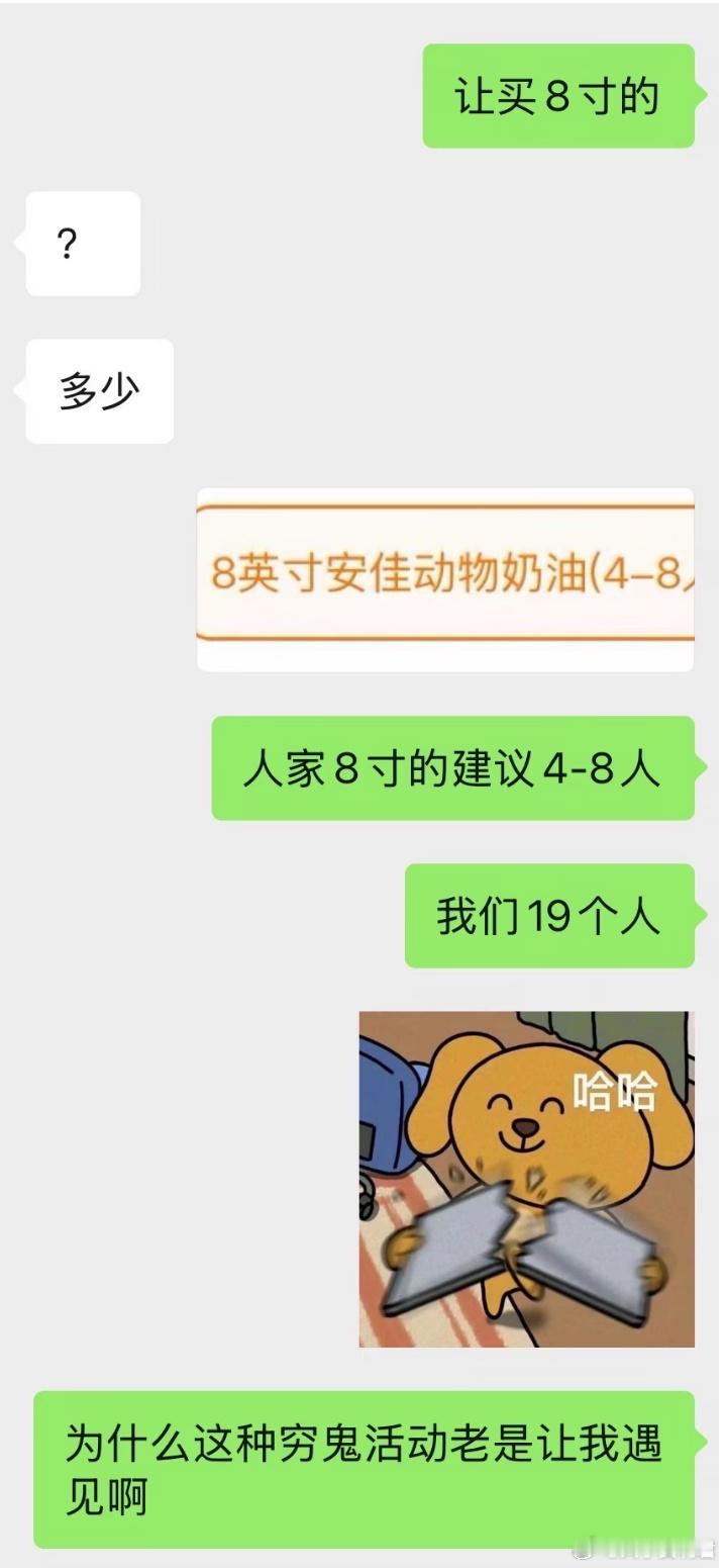 19个人团建买8寸的蛋糕