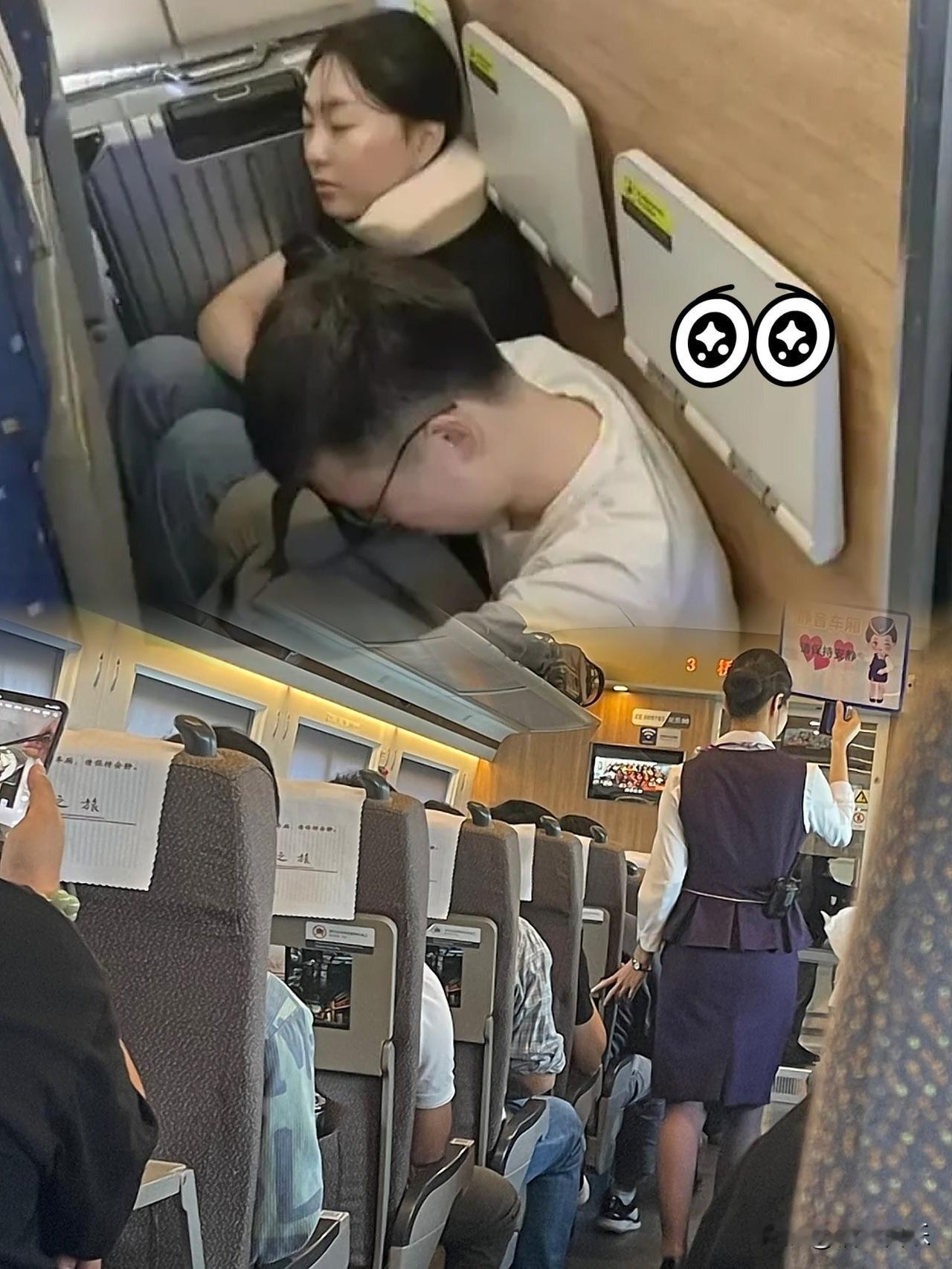 今天在高铁目睹一幕，把我笑的肚子疼，坐在我旁边是一男一女，那男的看到漂亮美女想搭