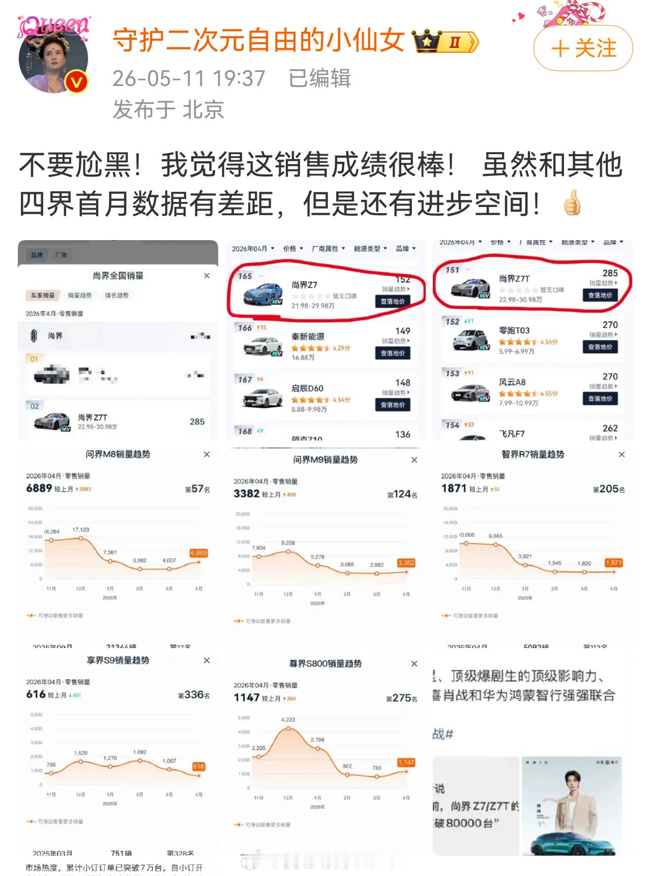 娱乐博主跑来尬黑尚界Z7。这是冲着肖战来的吧？说出来的内容好逗笑啊…有点通畅老师