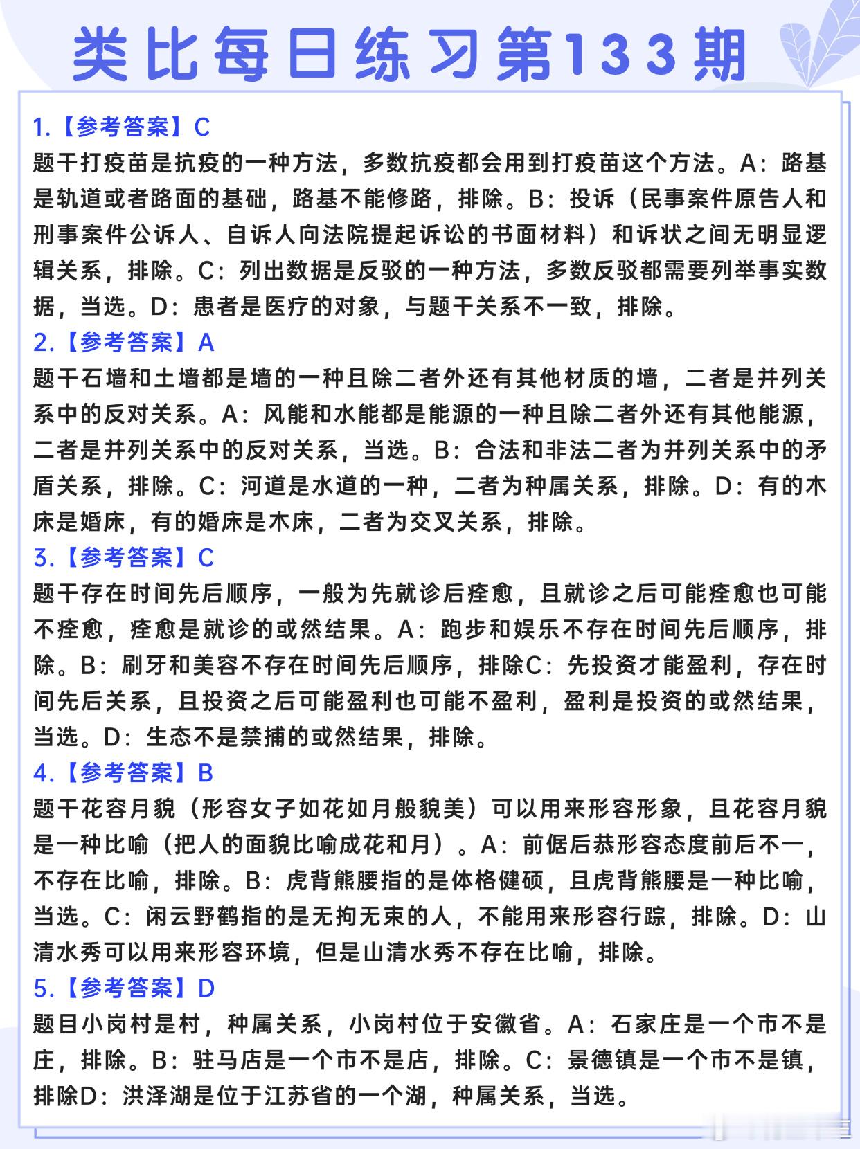 图推类比每日练习第133期参考答案决战公考开学元气加油站​​​​​​​国考