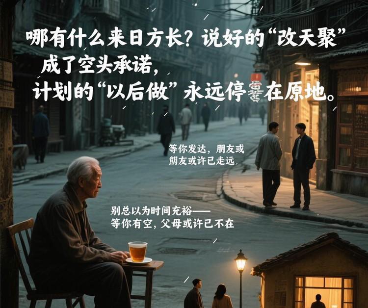 哪有什么来日方长？说好的“改天聚”成了空头承诺，计划的“以后做”永远停在原地
