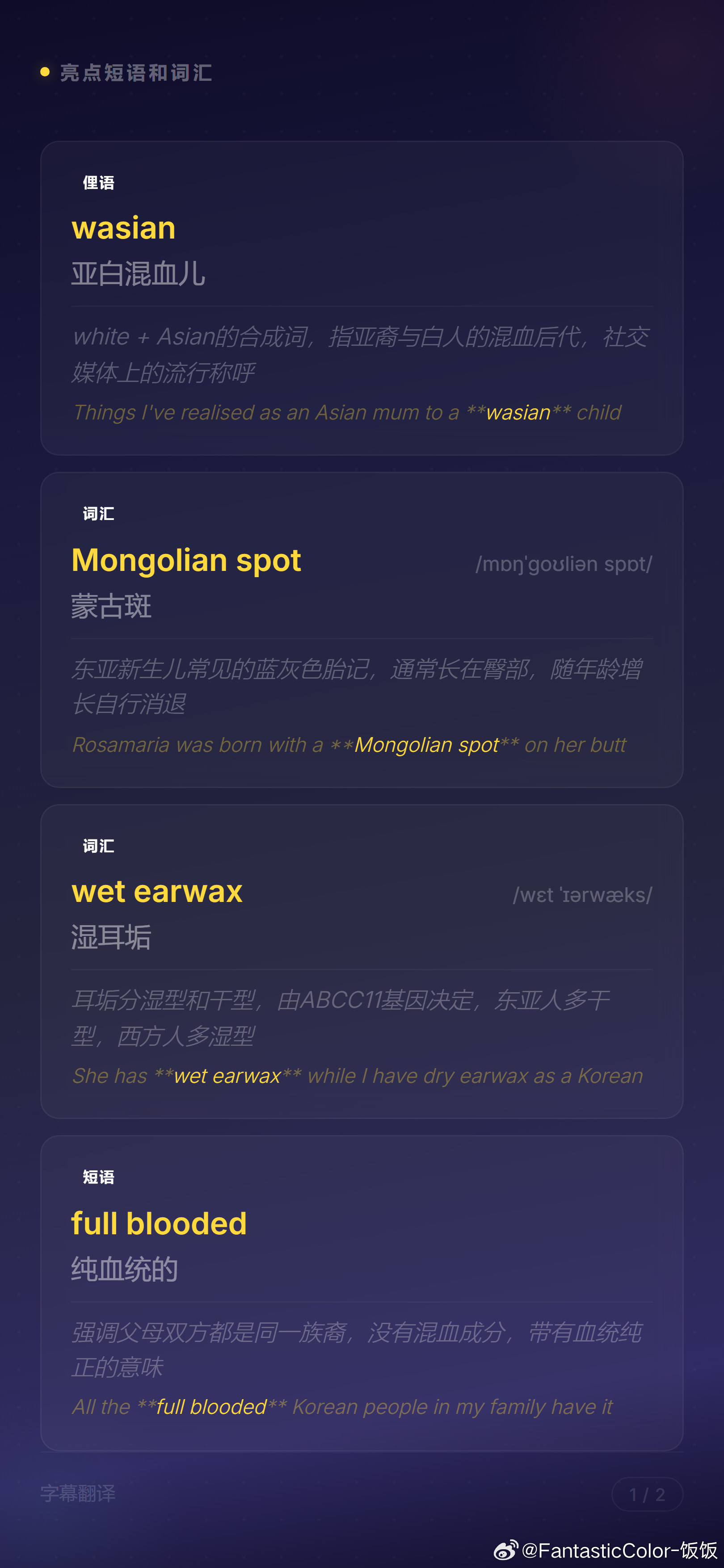 《作为亚裔母亲养育混血孩子时的有趣发现》亮点词汇汇总