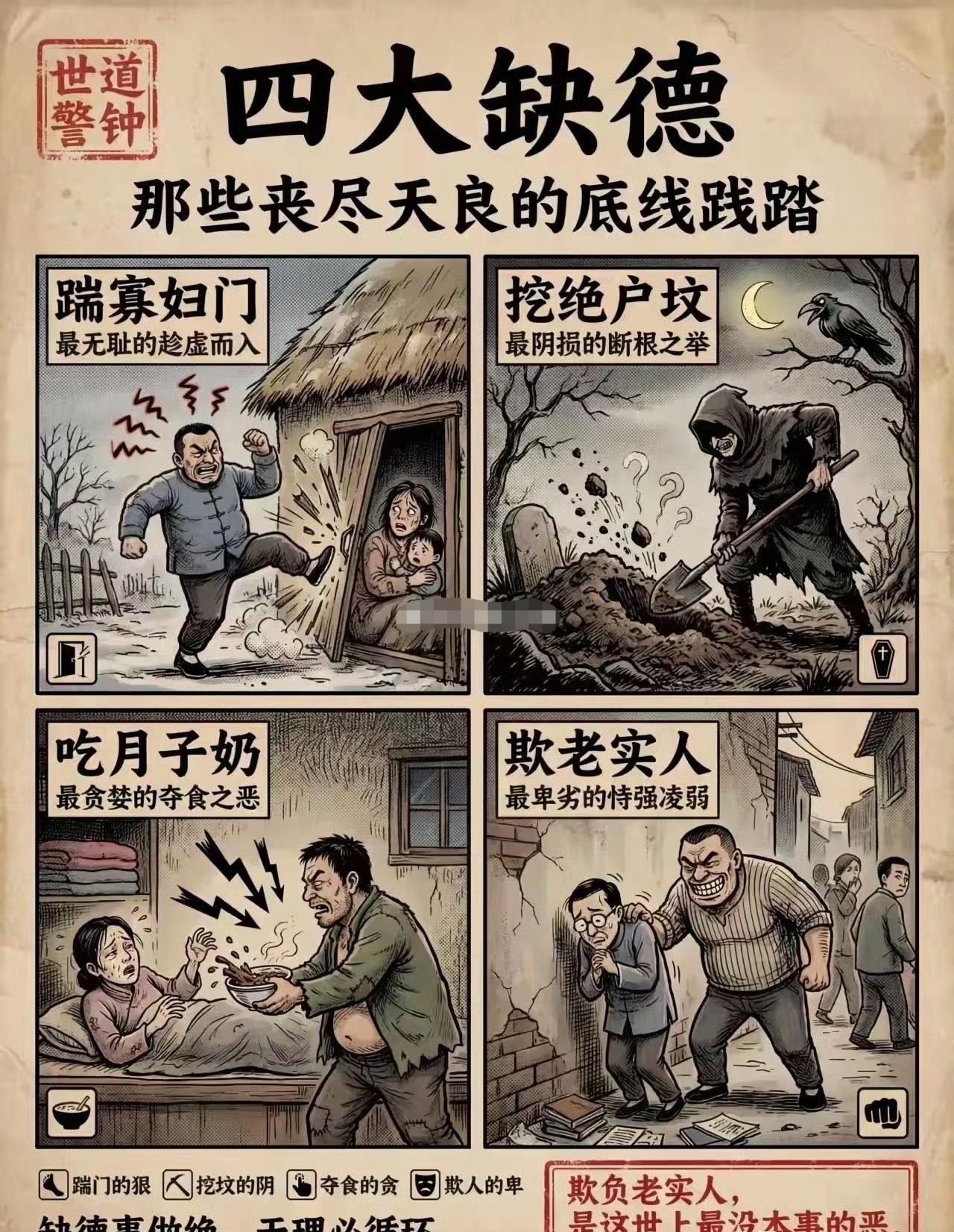 这是旧社会朴素的基本道德伦理底线，虽无强制，但人人忌惮，不敢轻易造次。​​​