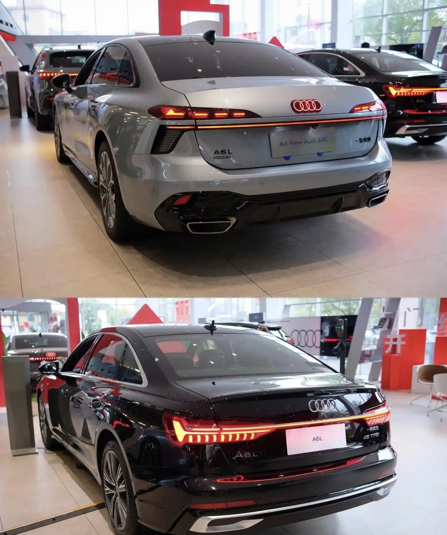 新老款奥迪A6L的尾灯和轮毂对比图来了，虽然新款科技感强很多，曲面加工要求也更高