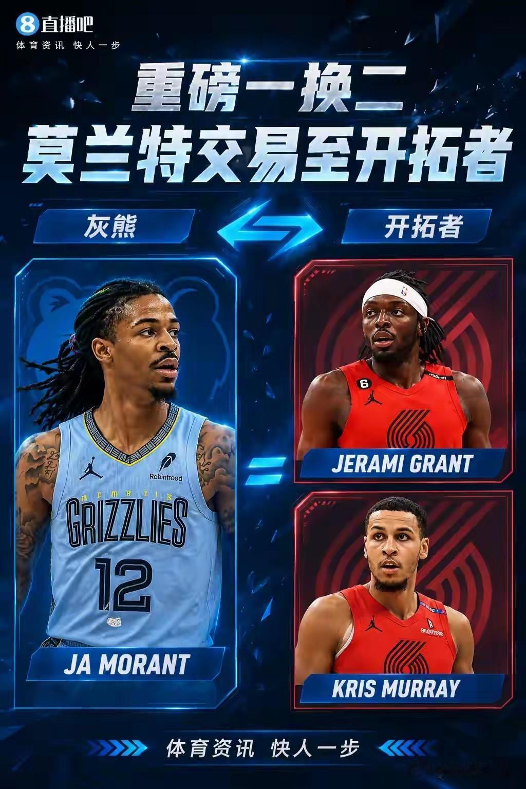 杨瀚森新赛季迎来转机！开拓者交易来莫兰特，这样后场搭档莫兰特和利拉德这俩人怎么的