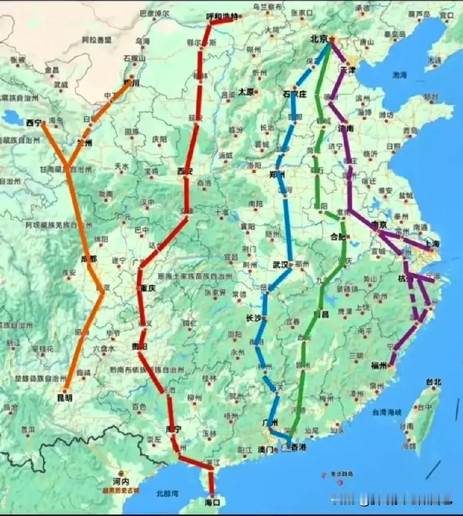 全球最长南北高铁包海高铁完整线路出炉！经常往返内蒙、陕北、西南、海南的老乡
