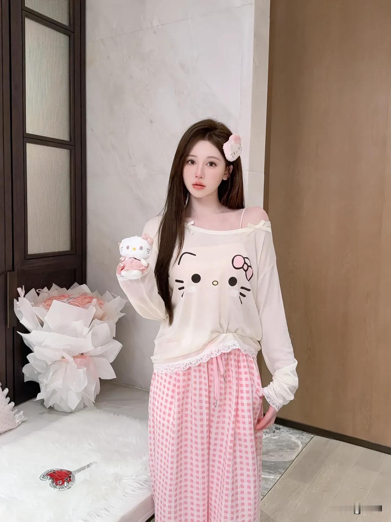 今天份少女心穿搭是可可爱哒小猫咪🐱猫穿搭打扮甜美风睡衣穿搭简约少女睡衣