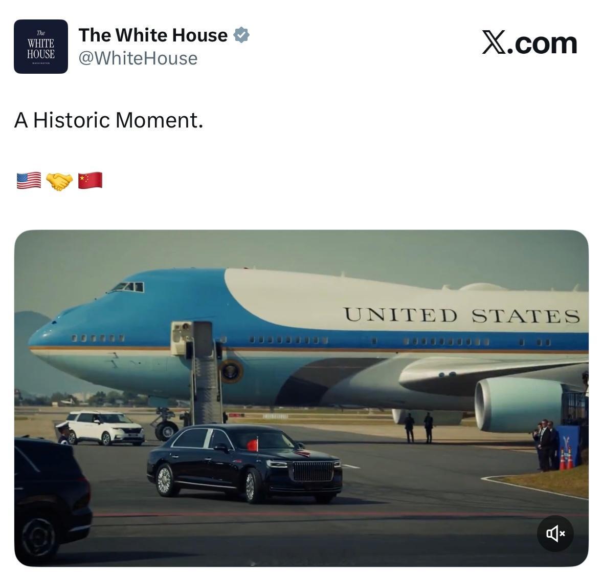 白宫官方发布会晤短片“历史性时刻”