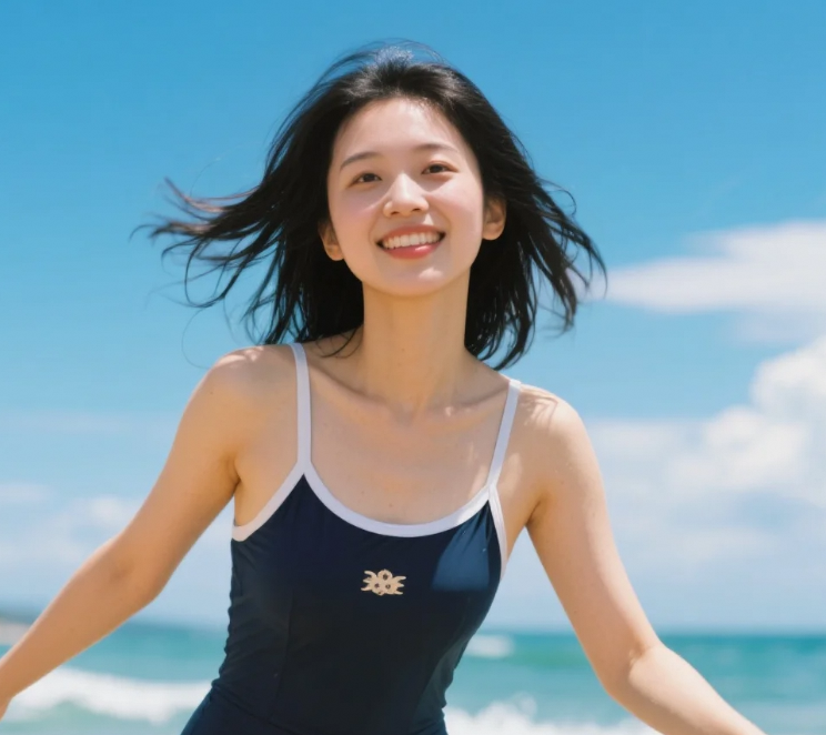 被时光偏爱的剪影：复古泳装与海浪的二重奏