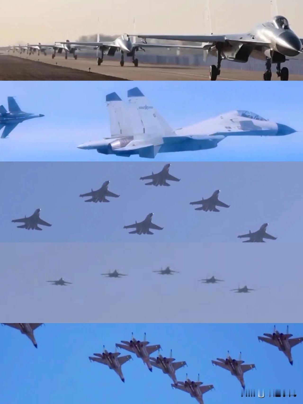 实在是太罕见了！海航组织14架歼11B，大象漫步，大编队飞行训练，太震撼了……