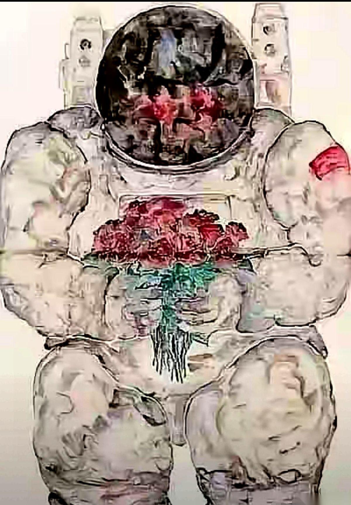 最近网上流传的几张画，实在让人看得心里冒火。画框底下明明白白标着中国宇航员，标着