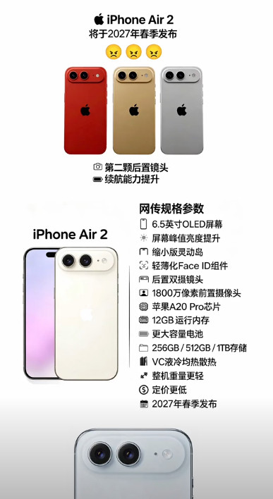iPhoneAir2电池容量曝光电池容量曝光，果然还是老样子。苹果的续航提升永
