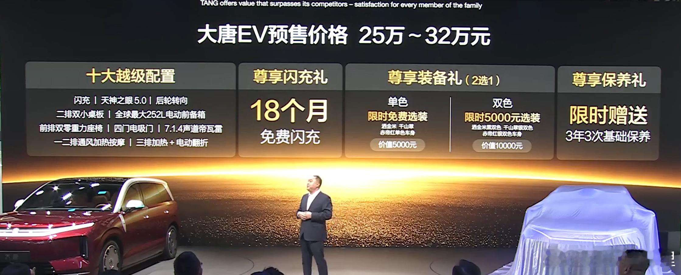 大唐EV，这配置，这价格，这预定权益，绝了，这是要在大6座SUV领域预定爆款啊。