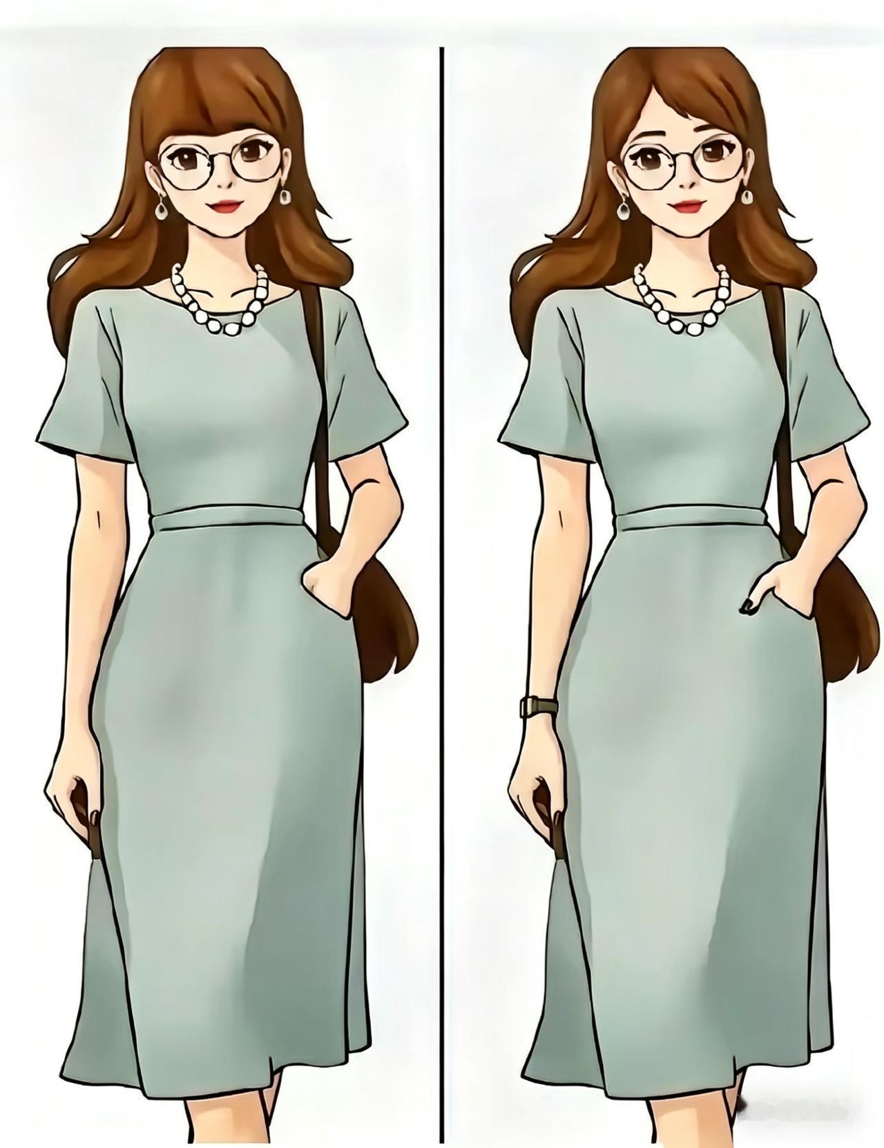 找不同，锻炼眼力两位美女姐姐身上有5处不同，你能用多少时间内找出来？？