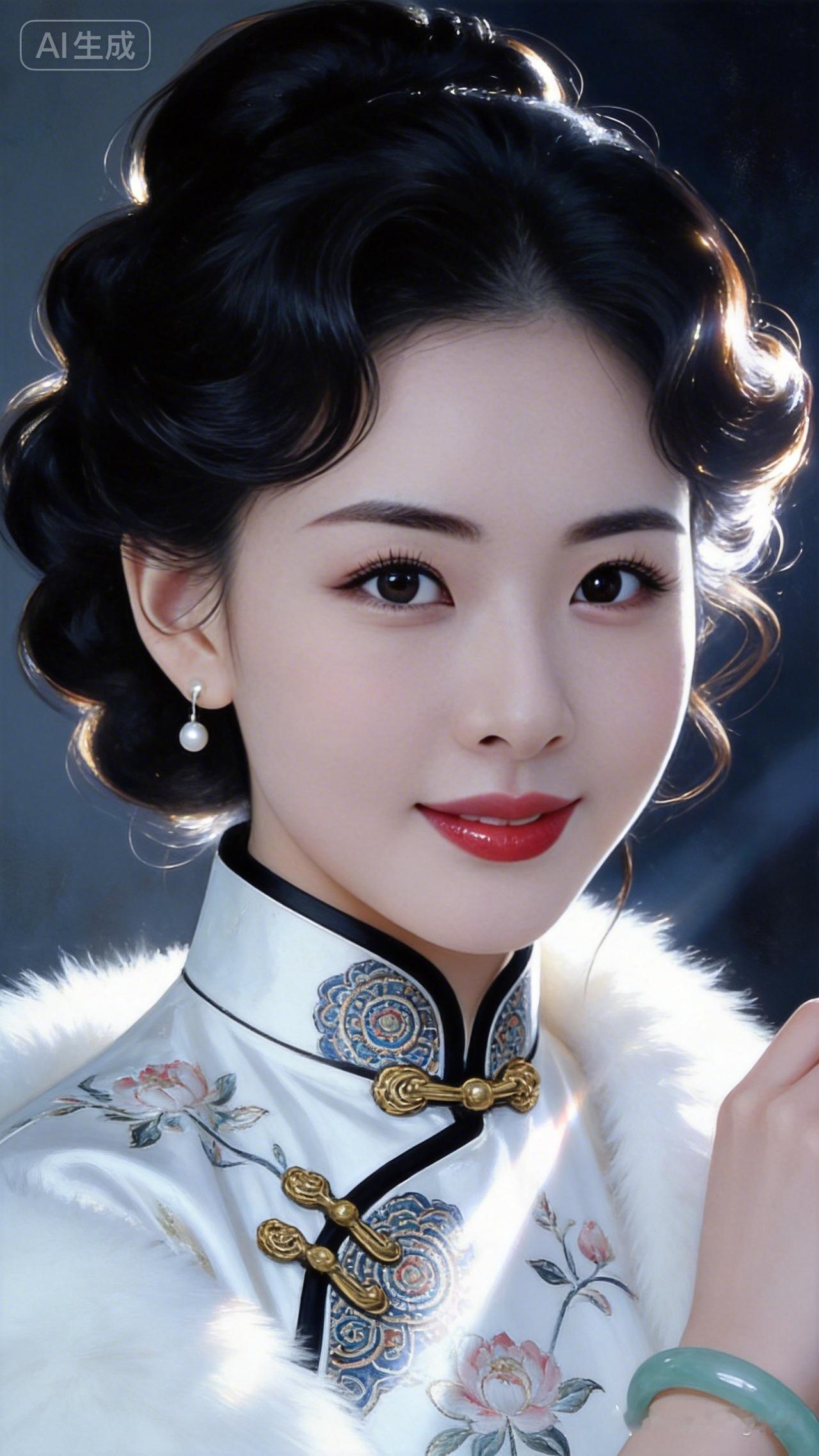 古典美人，韵味十足，红唇轻启，宛如画中人。