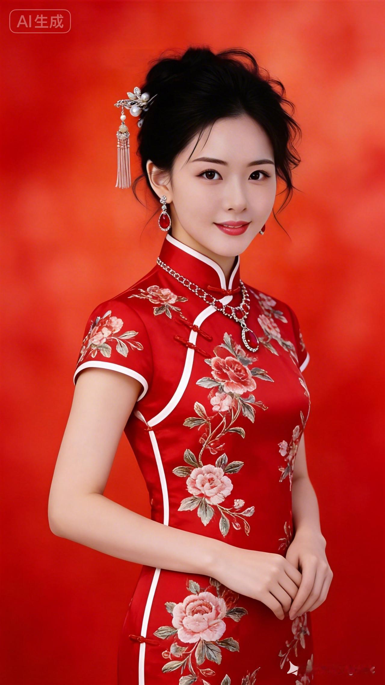 优雅红衣美人，古典韵味十足！🌸💃