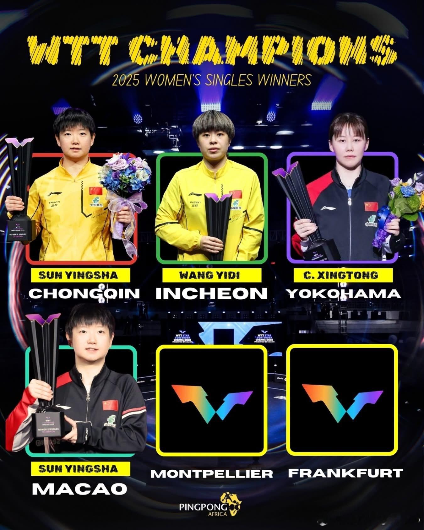 今年已经进行的4⃣️站WTT冠军赛🏆​​​