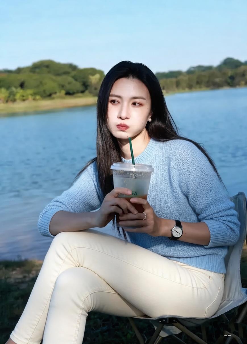 湖畔轻啜茶，心静自然凉。