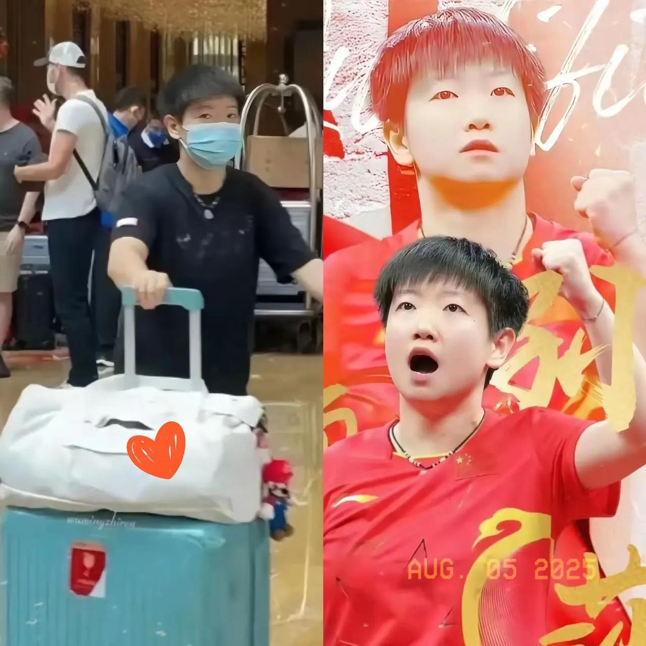 莎莎现身机场了！正在众网友看见头哥以及曼昱等国乒主力出发横滨，而没有发现莎莎身